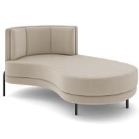 Chaise Longue Divã 164cm Braço Esquerdo Logus D06 Veludo Bege - Mpozenato - 1