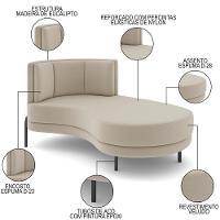 Chaise Longue Divã 164cm Braço Esquerdo Logus D06 Veludo Bege - Mpozenato - 3