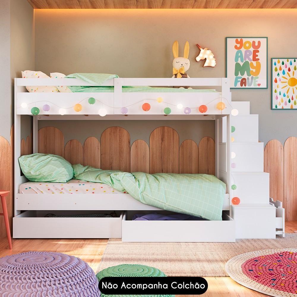 Beliche Infantil Com Escada E 4 Gavetas Infix C06 Branco - Mpozenato - 5
