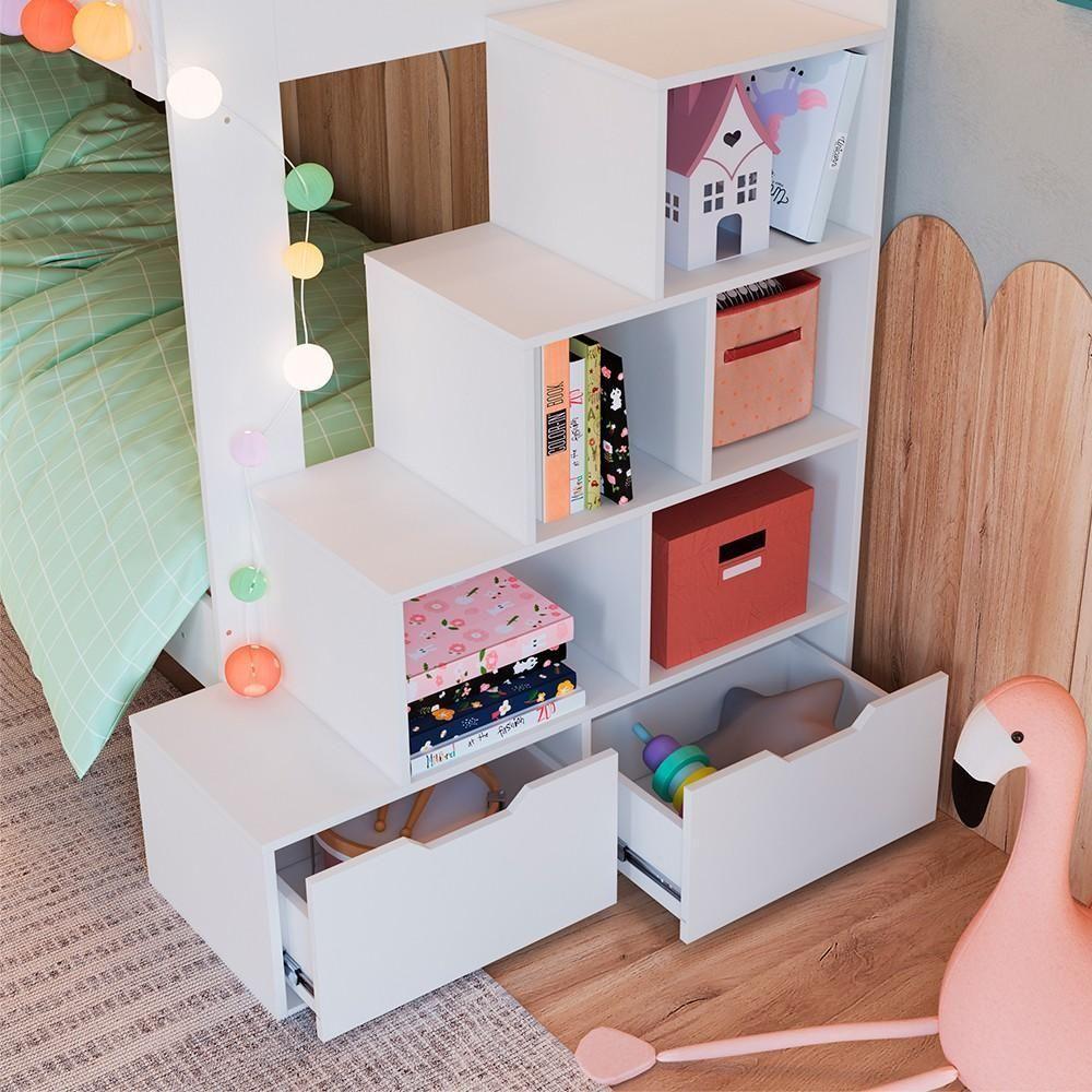 Beliche Infantil Com Escada E 4 Gavetas Infix C06 Branco - Mpozenato - 7