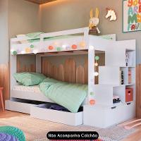 Beliche Infantil Com Escada E 4 Gavetas Infix C06 Branco - Mpozenato - 2