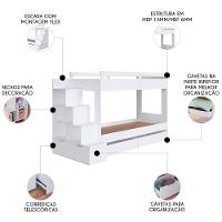 Beliche Infantil Com Escada E 4 Gavetas Infix C06 Branco - Mpozenato - 3