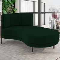 Chaise Longue Divã 164cm Braço Esquerdo Logus D06 Veludo Verde - Mpozenato - 2