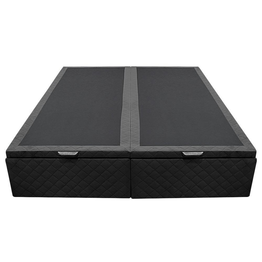 Base Box Baú Para Cama Casal King 192x203cm Bipartido Liz S05 Suede Bordado Preto - Mpozenato - 6