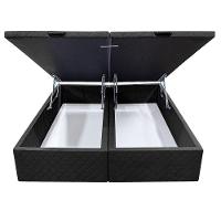 Base Box Baú Para Cama Casal King 192x203cm Bipartido Liz S05 Suede Bordado Preto - Mpozenato - 3