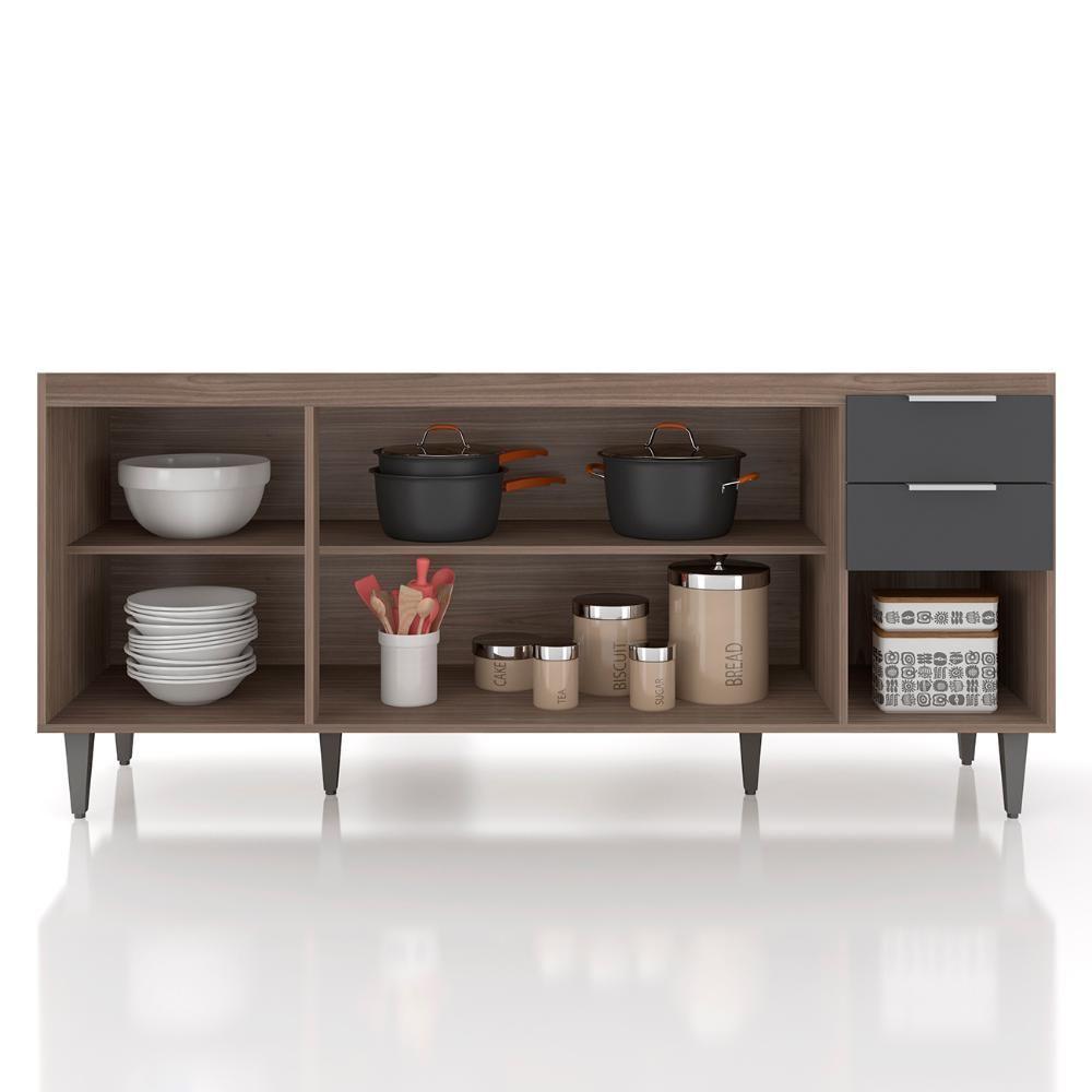 Balcão Para Pia 180cm Sem Tampo Pérola Z34 Freijó/grafite - Mpozenato - 5