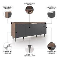 Balcão Para Pia 180cm Sem Tampo Pérola Z34 Freijó/grafite - Mpozenato - 3