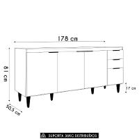 Balcão Para Pia 180cm Sem Tampo Pérola Z34 Freijó/grafite - Mpozenato