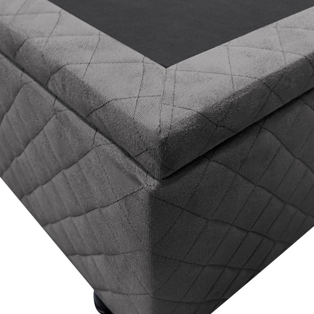 Base Box Baú Para Cama Casal Queen 158x198cm Bipartido Liz S05 Suede Bordado Cinza - Mpozenato - 5
