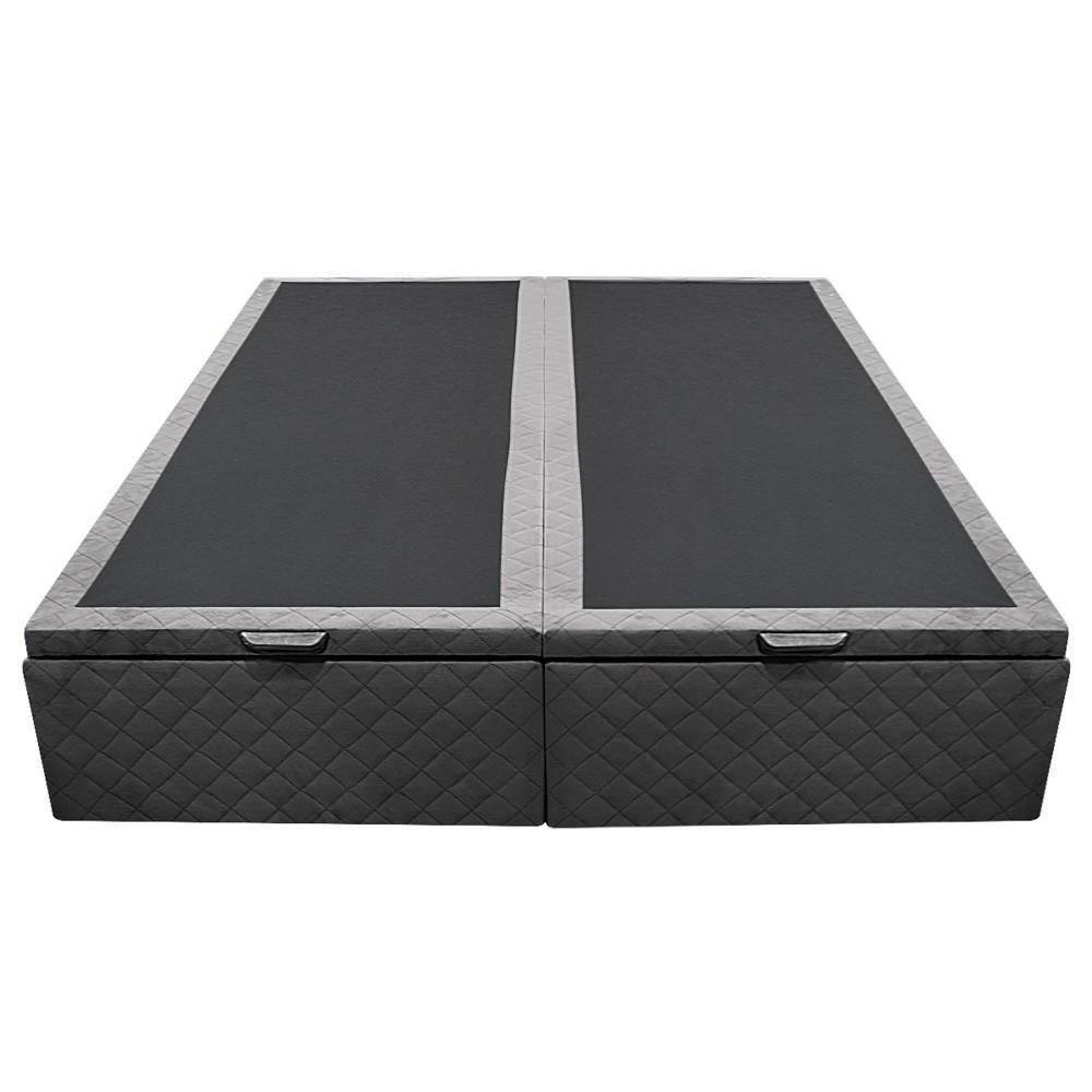 Base Box Baú Para Cama Casal Queen 158x198cm Bipartido Liz S05 Suede Bordado Cinza - Mpozenato - 6