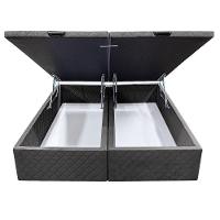 Base Box Baú Para Cama Casal Queen 158x198cm Bipartido Liz S05 Suede Bordado Cinza - Mpozenato - 3
