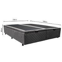 Base Box Baú Para Cama Casal Queen 158x198cm Bipartido Liz S05 Suede Bordado Cinza - Mpozenato