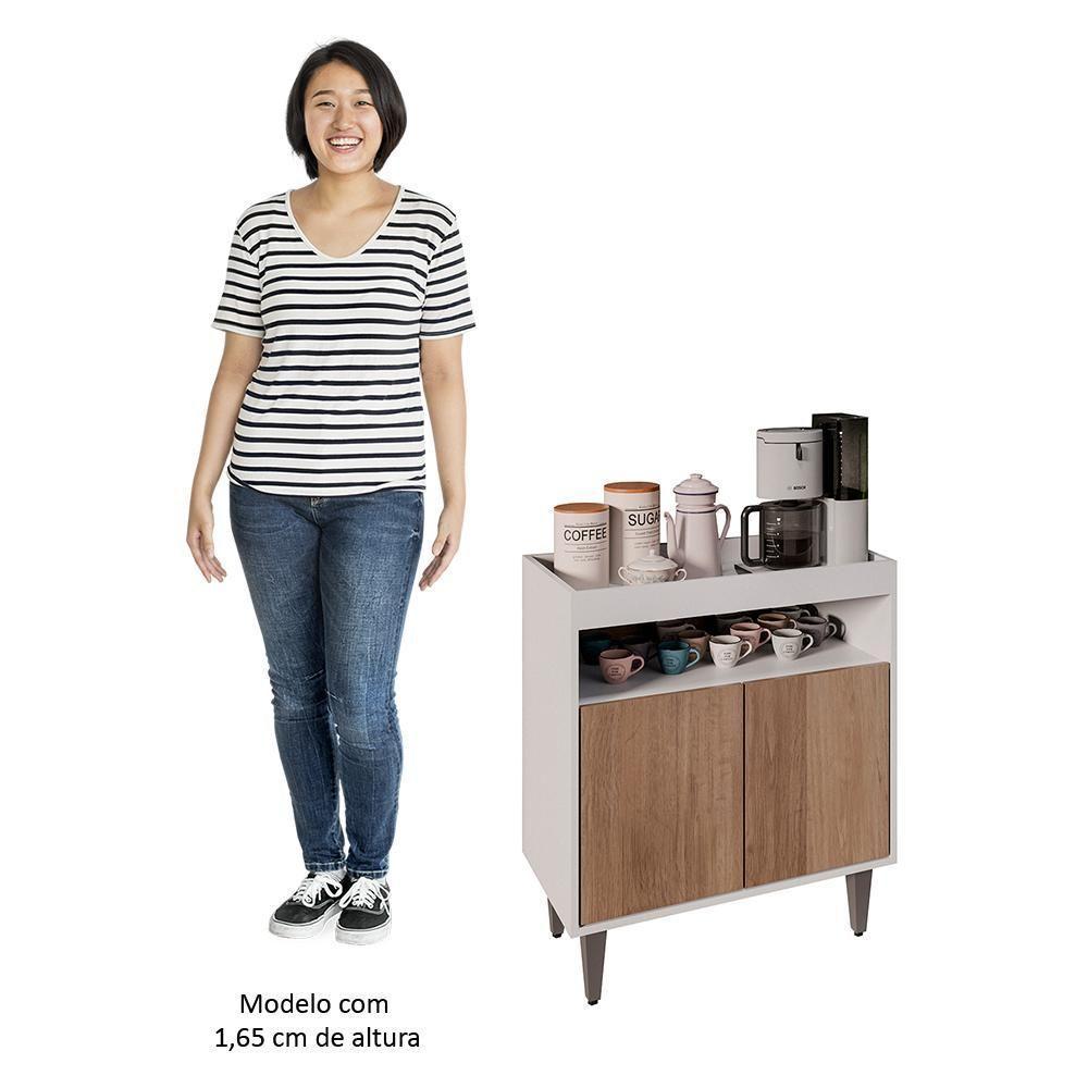 Balcão Aparador Buffet Cantinho Do Café 71cm Lice Z34 Branco/freijó - Mpozenato - 5