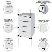 Conjunto Escritório Home Office 3 Peças Veneti A06 Branco - Mpozenato - 6