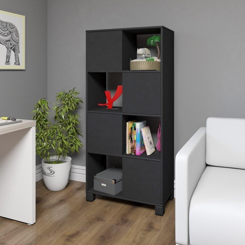 Estante Home Office 4 Portas 4 Nichos Mobile Wally Preto - Artany - 2