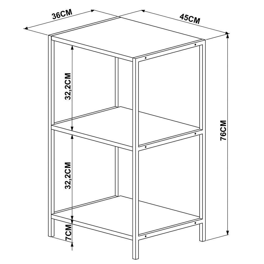 Estante Decorativa Baixa Estilo Industrial Steel Quadra 27867 Vermont Base Preta - Artesano - 3
