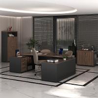 Conjunto Escritório Home Office 3 Peças Mesa Em U Corp A06 Charuto/preto - Mpozenato - 2