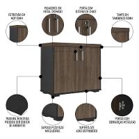 Conjunto Escritório Home Office 3 Peças Mesa Em U Corp A06 Charuto/preto - Mpozenato - 6