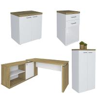 Conjunto Escritório Home Office 4 Peças Sharp A06 Olmo/branco - Mpozenato - 1