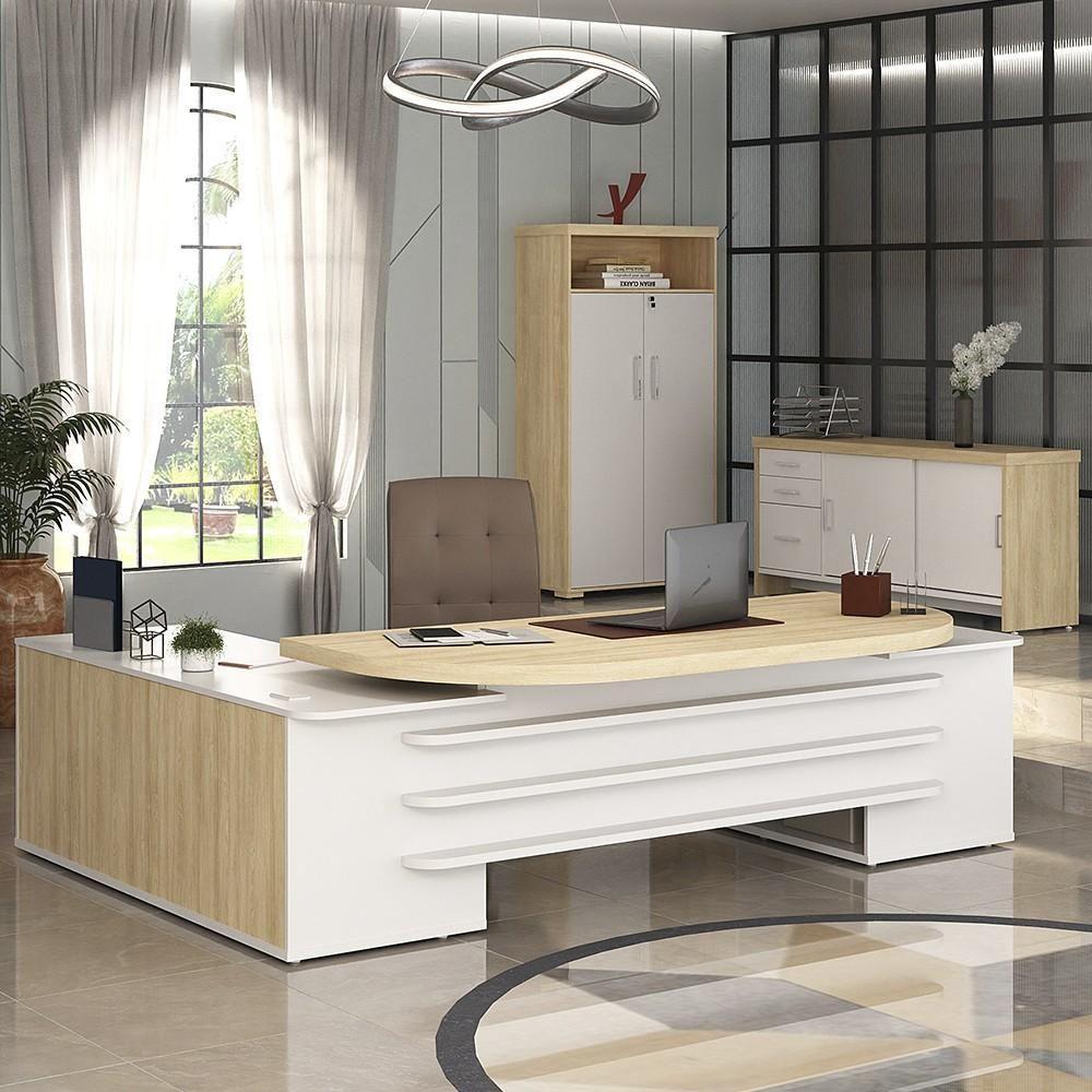 Conjunto Escritório Home Office 3 Peças Corp A06 Carvalho/branco - Mpozenato - 2