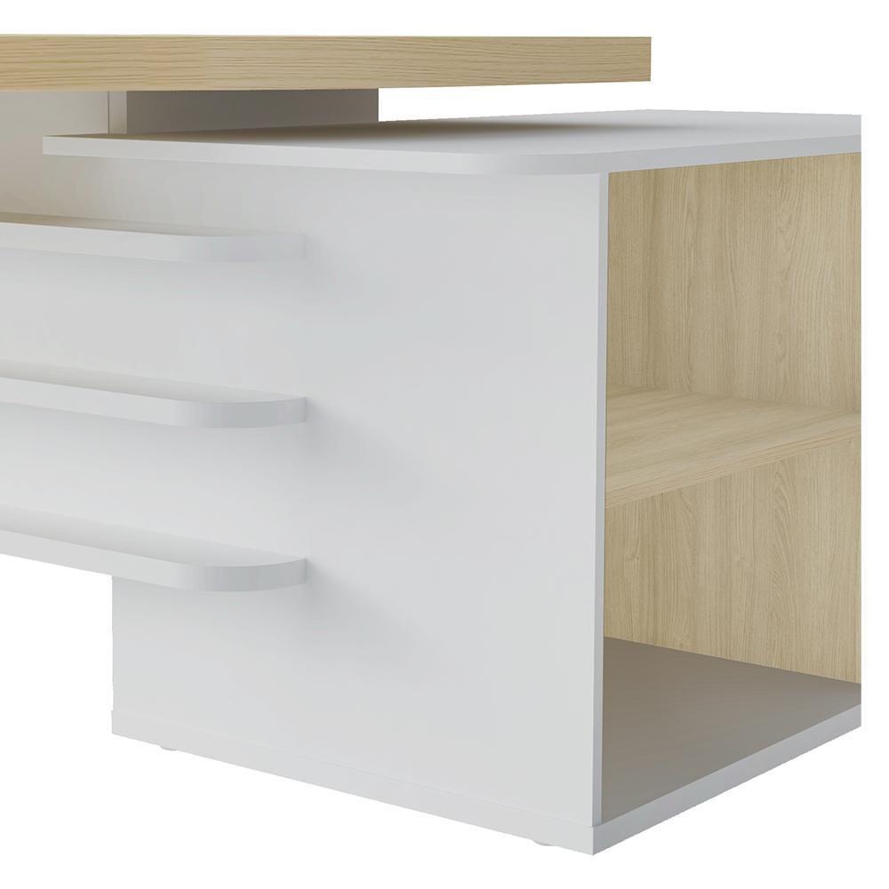 Conjunto Escritório Home Office 3 Peças Corp A06 Carvalho/branco - Mpozenato - 10