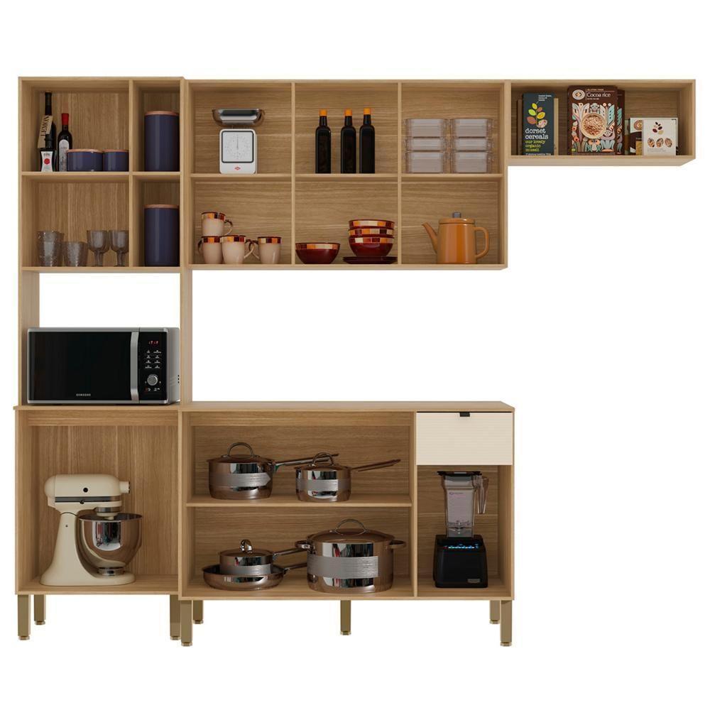 Cozinha Compacta Balcão Com Tampo 120cm Laura Plus Soft/freijó Z06 - Mpozenato - 5