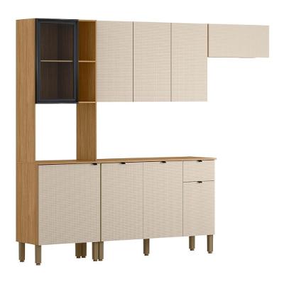 Cozinha Compacta Laura Plus Soft Freijó 9 Portas 1 Gaveta MDF 250cm Amadeirado