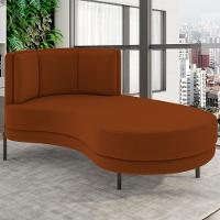 Chaise Longue Divã 164cm Braço Esquerdo Logus D06 Veludo Telha - Mpozenato - 2
