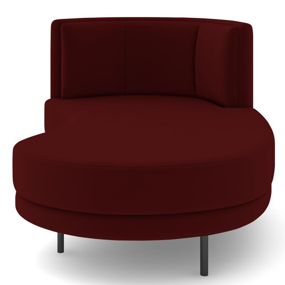 Chaise Longue Divã 164cm Braço Esquerdo Logus D06 Veludo Vermelho - Mpozenato - 6