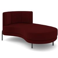 Chaise Longue Divã 164cm Braço Esquerdo Logus D06 Veludo Vermelho - Mpozenato - 1