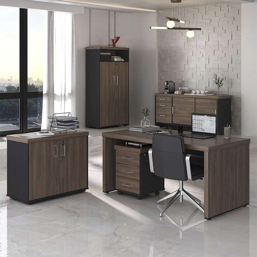 Conjunto Escritório Home Office 5 Peças Corp A06 Charuto/preto - Mpozenato - 2