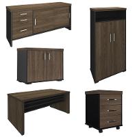 Conjunto Escritório Home Office 5 Peças Corp A06 Charuto/preto - Mpozenato - 1