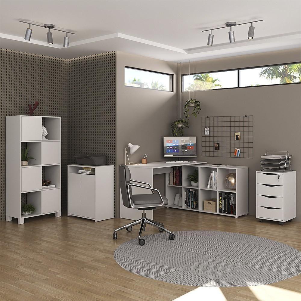 Conjunto Escritório Home Office 4 Peças Mity A06 Branco - Mpozenato - 4