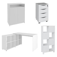 Conjunto Escritório Home Office 4 Peças Mity A06 Branco - Mpozenato - 1