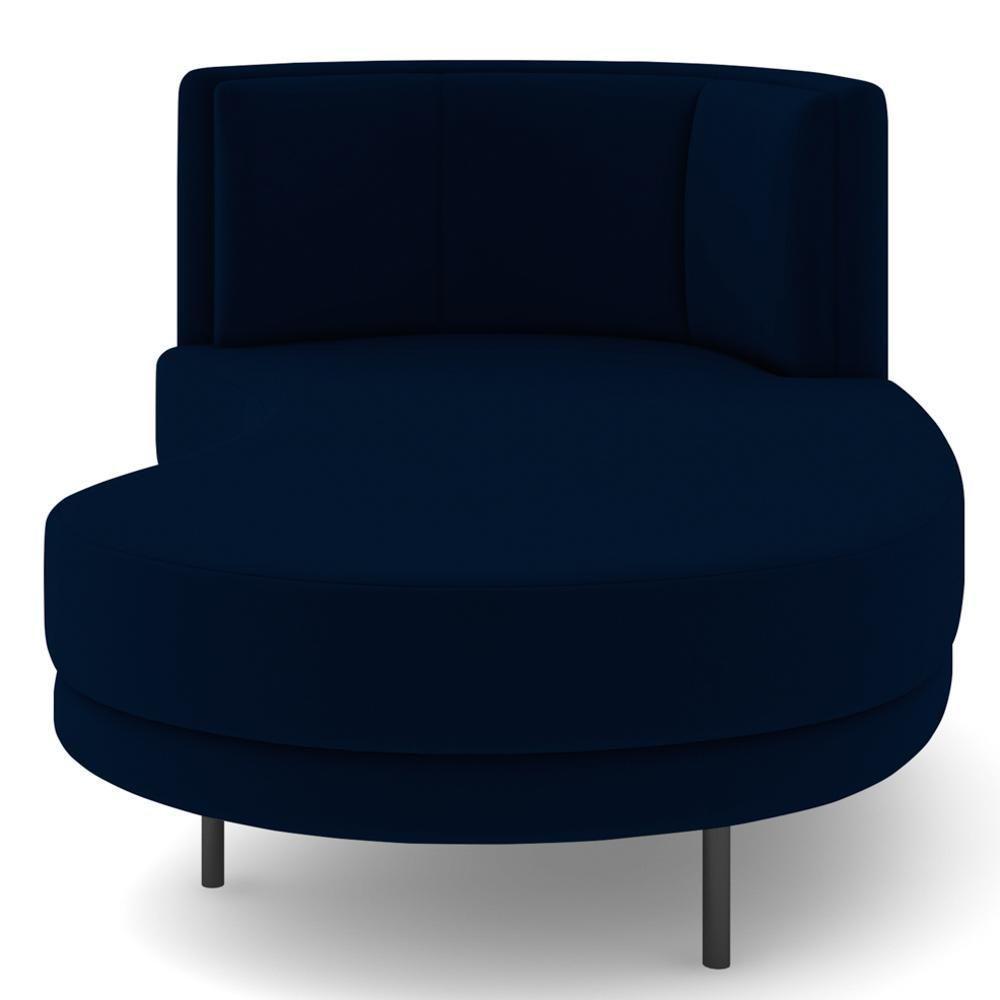 Chaise Longue Divã 164cm Braço Esquerdo Logus D06 Veludo Azul - Mpozenato - 6