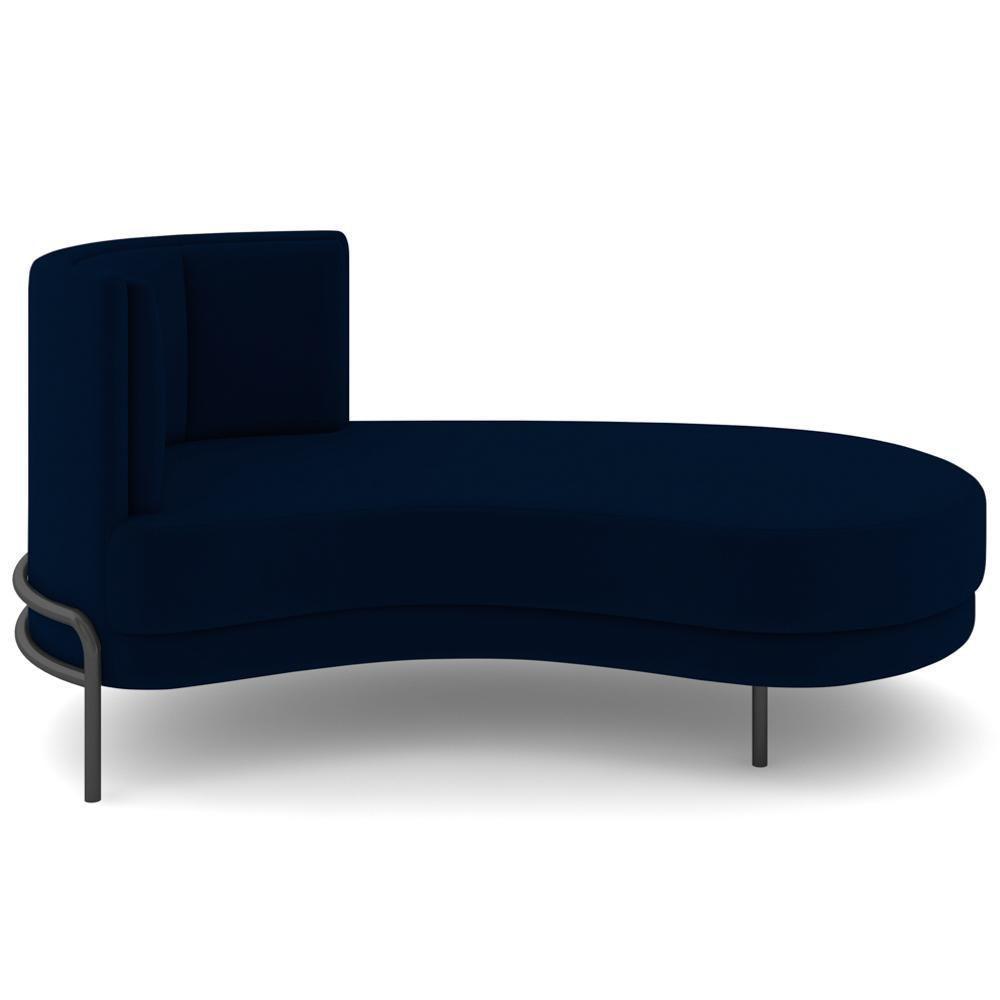 Chaise Longue Divã 164cm Braço Esquerdo Logus D06 Veludo Azul - Mpozenato - 7
