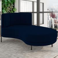 Chaise Longue Divã 164cm Braço Esquerdo Logus D06 Veludo Azul - Mpozenato - 2