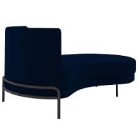 Chaise Longue Divã 164cm Braço Esquerdo Logus D06 Veludo Azul - Mpozenato - 5