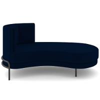Chaise Longue Divã 164cm Braço Esquerdo Logus D06 Veludo Azul - Mpozenato - 7