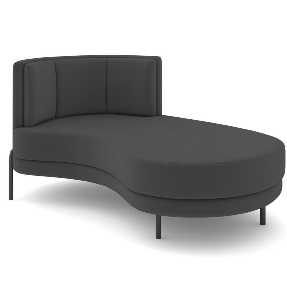 Chaise Longue Divã 164cm Braço Esquerdo Logus D06 Veludo Cinza - Mpozenato - 1