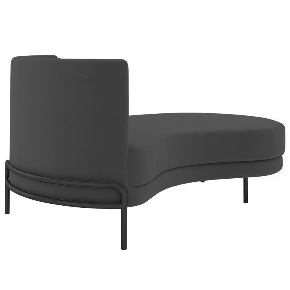 Chaise Longue Divã 164cm Braço Esquerdo Logus D06 Veludo Cinza - Mpozenato - 5