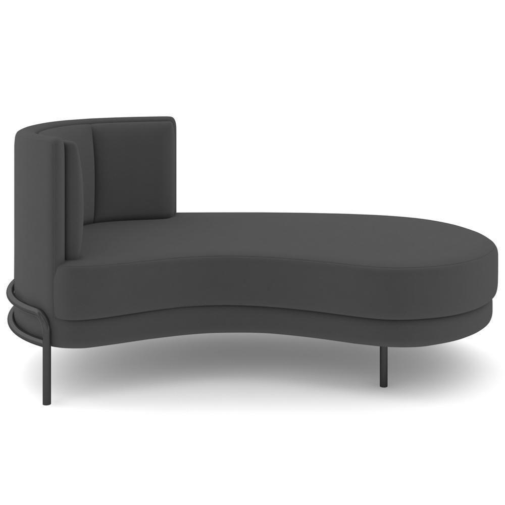 Chaise Longue Divã 164cm Braço Esquerdo Logus D06 Veludo Cinza - Mpozenato - 7