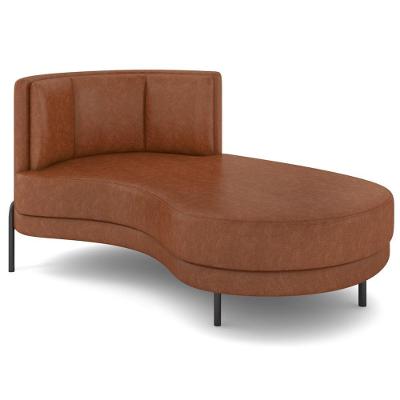 Chaise Longue Divã 164cm Braço Esquerdo Logus D06 Sintético Marrom - Mpozenato