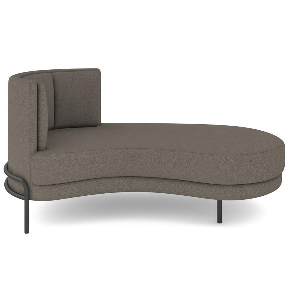 Chaise Longue Divã 164cm Braço Esquerdo Logus D06 Bouclê Bege Escuro - Mpozenato - 7