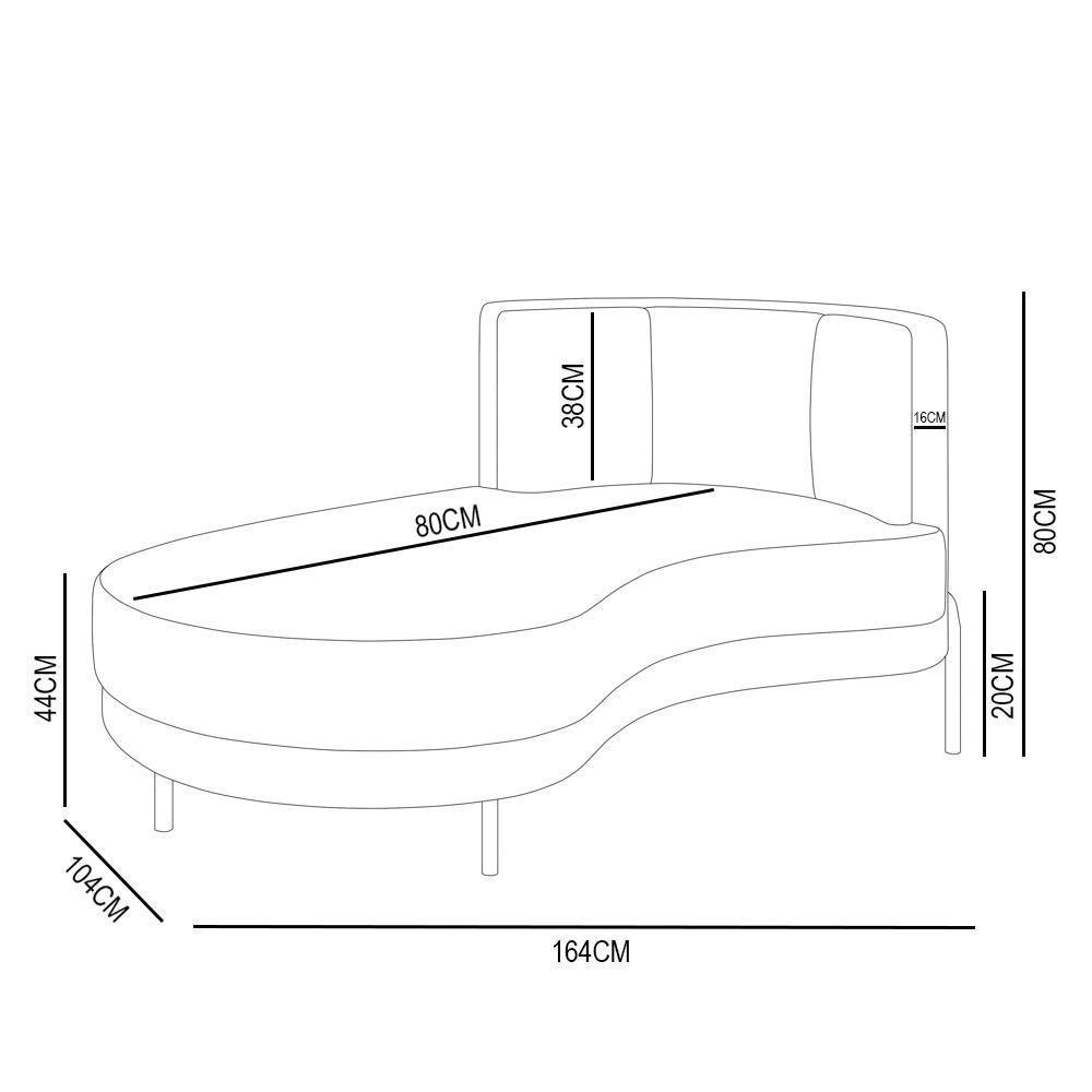 Chaise Longue Divã 164cm Braço Direito Logus D06 Bouclê Cinza - Mpozenato - 4