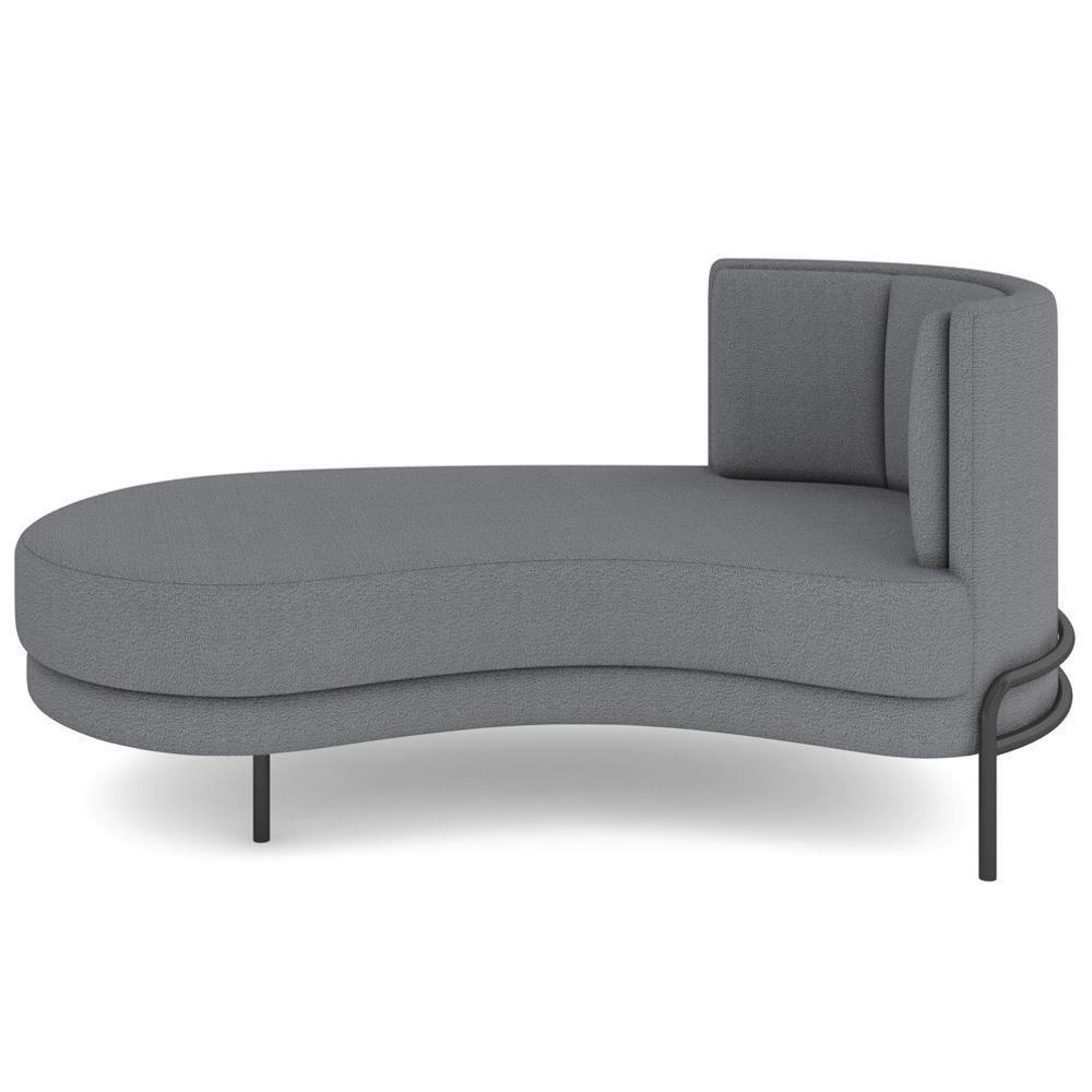 Chaise Longue Divã 164cm Braço Direito Logus D06 Bouclê Cinza - Mpozenato - 7