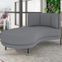 Chaise Longue Divã 164cm Braço Direito Logus D06 Bouclê Cinza - Mpozenato - 2