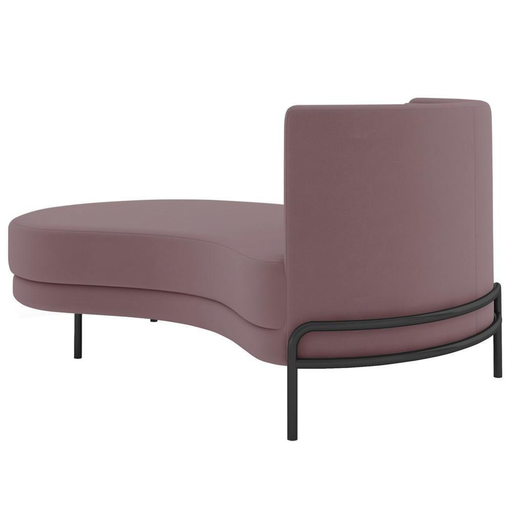 Chaise Longue Divã 164cm Braço Direito Logus D06 Veludo Rosê - Mpozenato - 5