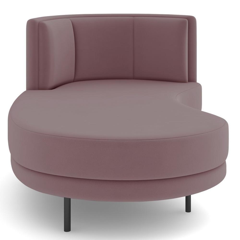 Chaise Longue Divã 164cm Braço Direito Logus D06 Veludo Rosê - Mpozenato - 6