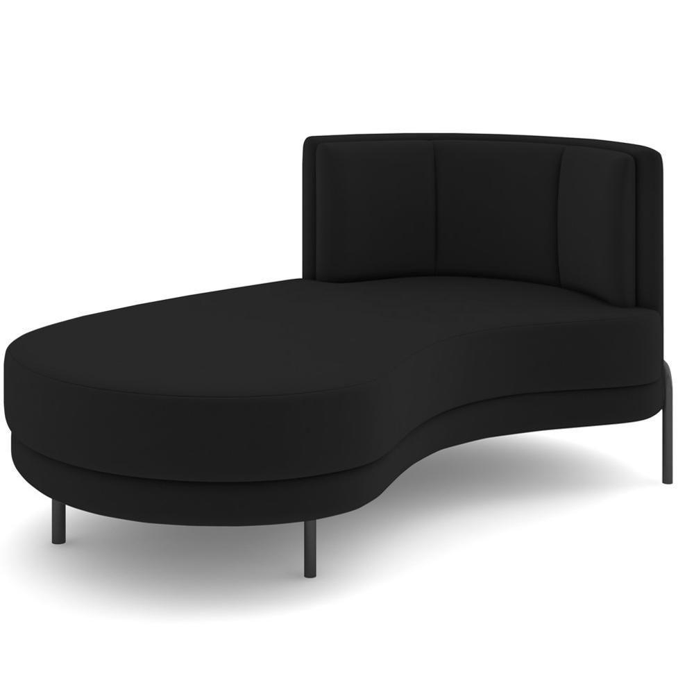 Chaise Longue Divã 164cm Braço Direito Logus D06 Veludo Preto - Mpozenato - 1